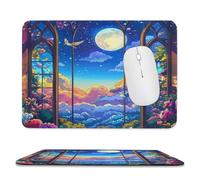 Tappetino per Il Mouse Colorful Spring Garden Flowers Watercolor Butterfly Cloud Full Moon Antiscivolo Tappetini Mouse Ergonomico Gaming Mousepad per Computer Casa Pc 25X30Cm