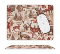 Tappetino per il mouse con animali selvatici, orso e cervo, impermeabile, con base in gomma antiscivolo, bordo cucito, divertente, tappetino per mouse da gioco, per casa, ufficio, dormitorio