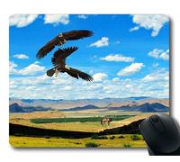 (Tappetino per il mouse con chiusura a scatto di precisione) Eagles Bird Birds Horses Prairie Steppe Mountains Gaming mouse pad tappetino per mouse per computer o computer