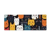 Tappetino per il mouse con gatti carini, 80 x 30 cm, tappetino per mouse da gioco con animali dei cartoni animati, con base in gomma antiscivolo, tappetino da scrivania per ufficio e casa