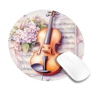Tappetino per il mouse con motivo floreale primaverile, motivo violino, con bordo cucito, tappetino per mouse in gomma antiscivolo lavabile, tappetino per mouse da gioco per casa e ufficio, computer