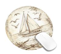 Tappetino per il mouse con motivo nautico vintage con barca a vela, colore marrone antico, tappetino per il mouse, antiscivolo, robusto, tappetino per mouse per uso domestico e ufficio, ideale per