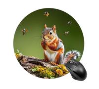 Tappetino per il mouse con uccelli, scoiattoli, insetti, tappetino per mouse rotondo divertente tappetino per mouse in gomma antiscivolo, accessori da scrivania per computer portatile, 19 x 20 cm, per