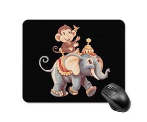 Tappetino per Il Mouse Cute Monkey And Elephant Bordi Cuciti Tappetino Mouse Lavabile Gaming Mousepad per Pc Computer Laptop 25X30Cm