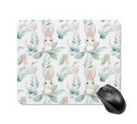 Tappetino per Il Mouse Cute Rabbit And Leaves Watercolor Bordi Cuciti Tampone per Mouse Antipolvere Gaming Mousepad per Pc Notebook Computer 25X30Cm