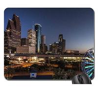 Tappetino per Il Mouse da Gioco, City Skyline Houston Texas Downtown Ferris Wheel Tappetino per Mouse Confortevole Gaming Tappetino Mouse Personalizzato Tappeto Mouse per Notebook Casa 25X30Cm