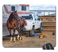 Tappetino per Il Mouse da Gioco, Horse Dog Animal Truck Western Trailer Country Tappetini Mouse Liscia Mousepad Personalizzato Tappetino Mouse Pad per Gaming Ufficio 25X30Cm