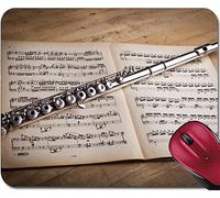 Tappetino per Il Mouse da Gioco, Mousepad Silver Flute On An Ancient Music Score Background Tappetino per Mouse Antisfilacciamento Mouse Pad Lavabile Tappeto Mouse per Mouse Pc 25X30Cm