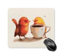 Tappetino per Il Mouse Funny Birds Coffee Lavabile Tampone per Mouse Superficie Liscia Gaming Mousepad per Casa Laptop Computer 25X30Cm