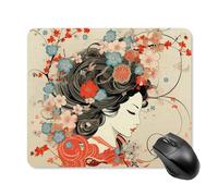 Tappetino per Il Mouse Geisha Flowers Superficie Liscia Tappetino per Mouse Pratica Gaming Mousepad per Casa Computer Ufficio 25X30Cm