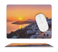 Tappetino per Il Mouse Greece Island Sunset Landscape Pratica Tappeto Mouse Confortevole Gaming Mousepad per Ufficio Pc Computer 25X30Cm