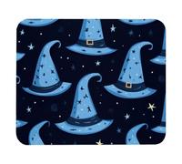 Tappetino per Il Mouse Halloween Blue Witch Hats Print Bordi Cuciti Tappeto Mouse Lavabile Gaming Mousepad per Computer Laptop Notebook 25X30Cm