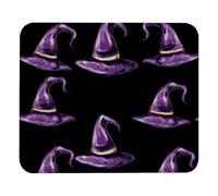 Tappetino per Il Mouse Halloween Purple Witch Hats Bordi Cuciti Tappetini Mouse Ergonomico Gaming Mousepad per Computer Notebook Pc 25X30Cm