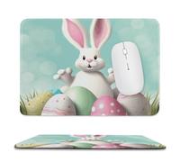 Tappetino per Il Mouse Happy Easter Eggs Bunny Tail1 Confortevole Tampone per Mouse Antiscivolo Gaming Mousepad per Ufficio Notebook Casa 25X30Cm