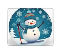 Tappetino per Il Mouse Lovely Christmas Cartoon Skiing Snowman Snowflake Bordi Cuciti Tappeto Mouse Superficie Liscia Gaming Mousepad per Notebook Pc Laptop 25X30Cm