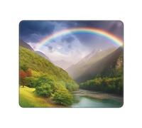 Tappetino per Il Mouse Mountain Valley with Rainbow Lavabile Tappetino per Mouse Bordi Cuciti Gaming Mousepad per Pc Notebook Ufficio 25X30Cm