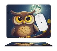 Tappetino per Il Mouse Owl And Yellow Moon Antisfilacciamento Tappetini Mouse Antiscivolo Gaming Mousepad per Computer Ufficio Pc 25X30Cm