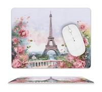 Tappetino per Il Mouse Paris Eiffel Tower with Flowers Lavabile Tampone per Mouse Superficie Liscia Gaming Mousepad per Notebook Laptop Pc 25X30Cm