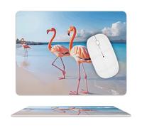 Tappetino per Il Mouse Pink Flamingo On Beach Multifunzionale Tappetini Mouse Personalizzato Gaming Mousepad per Casa Notebook Ufficio 25X30Cm
