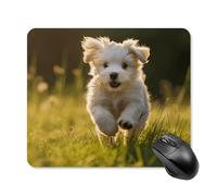Tappetino per Il Mouse Puppy Crossing The Grass Confortevole Tappetino per Mouse Personalizzato Gaming Mousepad per Ufficio Laptop Casa 25X30Cm