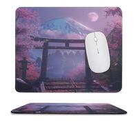 Tappetino per Il Mouse Red Sun Cherry Flowers Japan Mount Japanese Ink Superficie Liscia Tappetini Mouse Antisfilacciamento Gaming Mousepad per Notebook Laptop Casa 25X30Cm