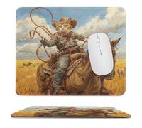 Tappetino per Il Mouse Retro Gold Wheat Field West Cowboy West Riding Horse Cat Lavabile Tappetino per Mouse Bordi Cuciti Gaming Mousepad per Computer Notebook Pc 25X30Cm