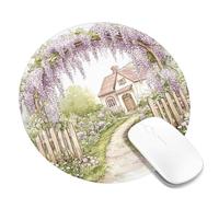 Tappetino per il mouse rettangolare con glicine primaverile, motivo floreale ad acquerello viola, tappetino per mouse con bordo cucito, antiscivolo, lavabile, tappetino per mouse da gioco per casa e