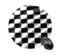 Tappetino per il mouse rotondo con bandiera a scacchi nero e bianco, tappetino per il mouse in gomma antiscivolo tappetino per mouse divertente 19,8 x 19,8 cm per computer, laptop, accessori da