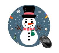 Tappetino per il mouse rotondo con pupazzo di neve, impermeabile, antiscivolo, in gomma, divertente, 19,8 x 19,8 cm, per computer, laptop, ufficio, scrivania, accessori per mouse