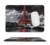 Tappetino per Il Mouse Rustic French Paris Country City Eiffel Tower Maple Leaves Pratica Tappetino per Mouse Bordi Cuciti Gaming Mousepad per Ufficio Computer Notebook 25X30Cm