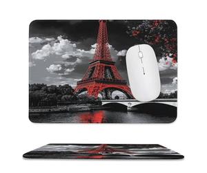 Tappetino per Il Mouse Rustic French Paris Country City Eiffel Tower Maple Leaves Pratica Tappetino per Mouse Bordi Cuciti Gaming Mousepad per Ufficio Computer Notebook 25X30Cm