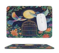 Tappetino per Il Mouse Spring Garden Animals Birds Full Moon Bordi Cuciti Tampone per Mouse Superficie Liscia Gaming Mousepad per Ufficio Laptop Pc 25X30Cm