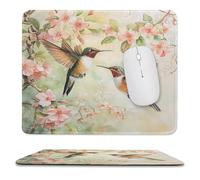 Tappetino per Il Mouse Spring Garden Flowers Bird Hummingbird Superficie Liscia Tappeto Mouse Lavabile Gaming Mousepad per Ufficio Pc Computer 25X30Cm