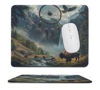 Tappetino per Il Mouse Spring Trees Flower Waterfall Mountain Wildlife Highland Cow Eagle Lavabile Tappetini Mouse Personalizzato Gaming Mousepad per Ufficio Notebook Casa 25X30Cm