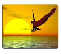(Tappetino per Il Mouse) Tappetino per Mouse da Gioco in Gomma Naturale Surreal Red Eagle in Un Tramonto Giallo Brillante (Mousepad/Gaming Mousepad)