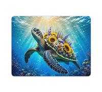 Tappetino per il Mouse Turtle with A Flower Sea Crown Gaming Mousepad | Computer 25x30cm Antisfilacciamento Tappetini Mouse multifunzionale Tampone per Mouse Laptop Notebook