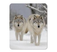 Tappetino per Il Mouse Two Wolves Walking in The Snow Antisfilacciamento Tampone per Mouse Lavabile Gaming Mousepad per Ufficio Laptop Notebook 25X30Cm