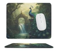 Tappetino per Il Mouse Watercolor Garden Arches Scenery Waterfall Animal Elegant Peacock Pratica Tappeto Mouse Lavabile Gaming Mousepad per Casa Computer Notebook 25X30Cm