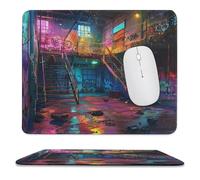 Tappetino per Il Mouse Watercolor Retro Cabin Hip Hop Style City Street Tie Dye Doodle Antiscivolo Tappetino Mouse Antisfilacciamento Gaming Mousepad per Notebook Computer Laptop 25X30Cm