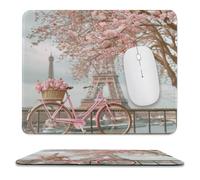 Tappetino per Il Mouse Watercolor Romantic Paris France Eiffel Tower Cherry Flower Personalizzato Tampone per Mouse Ergonomico Gaming Mousepad per Casa Ufficio Laptop 25X30Cm