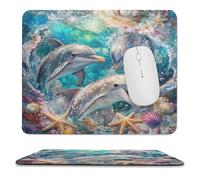 Tappetino per Il Mouse Watercolor Underwater World Ocean Animals Starfish Dolphin Pratica Tappetino per Mouse Superficie Liscia Gaming Mousepad per Pc Ufficio Laptop 25X30Cm