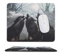Tappetino per Il Mouse Watercolor Winter Trees Night Wild Animals Howling Wolf Superficie Liscia Tampone per Mouse Antisfilacciamento Gaming Mousepad per Casa Ufficio Pc 25X30Cm