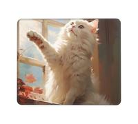 Tappetino per Il Mouse White Cat By The Window Antipolvere Tampone per Mouse Lavabile Gaming Mousepad per Pc Notebook Computer 25X30Cm