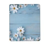Tappetino per Il Mouse White Flowers Light Blue Wood Ergonomico Tappeto Mouse Superficie Liscia Gaming Mousepad per Computer Notebook Ufficio 25X30Cm