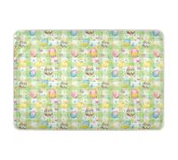 Tappetino per imparare a usare il vasino con uova di Pasqua e coniglietti a scacchi verdi, extra large, riutilizzabile, morbido, assorbente, piatto, antiscivolo, per bambini, 132,1 x 86,4 cm