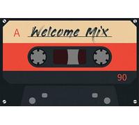 Tappetino per Ingressi Welcome Mix Tape Design, Cassette Design Music Lover Tappetino Antiscivolo per Il Bagno Lavabile Anti-Polvere Zerbino da Interni, per Ingresso, Interno, Cucina, 40x60cm