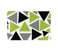 Tappetino per ingresso, antiscivolo, lavabile, per interni, con triangoli casuali, verde lime, grigio, nero su bianco, 24"x16", tappetino per ingresso, tappetino per bagno