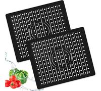 Tappetino per lavello, 2 pezzi, rivestimento in gomma, 31 x 26 cm, tappetino scolapiatti per il bagno, tappetino rettangolare per drenaggio, per stoviglie (nero)