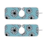 Tappetino per lavello in pietra per lavello da cucina, appendibile, confezione da 2 pezzi, opaco per la cucina, previene l'accumulo di umidità, 35,6 cm, Susan dagli occhi neri, nero e azzurro