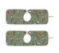 Tappetino per lavello in pietra per lavello da cucina, appendibile, confezione da 2 tappetini per bancone della cucina, bancone della cucina e lavandino del bagno, 76 cm, chic, rosmarino, salvia verde